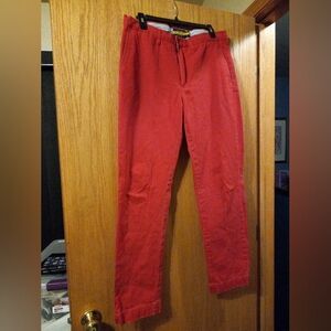Mens Ralph Lauren Red Rugby Pants 33/32 Cotton Heavy Stains Small Holes Bottom